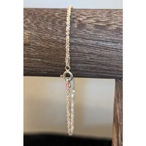 Solid 925 Silver Sparkle D/C Cut Margarita Box Rope 2mm Chain Bracelet